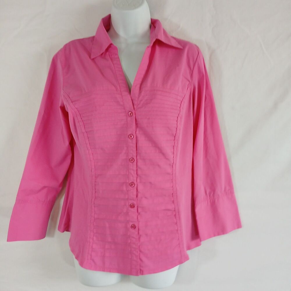 Zac And Rachel Top Pink Button Up Pin Tuck  Front
